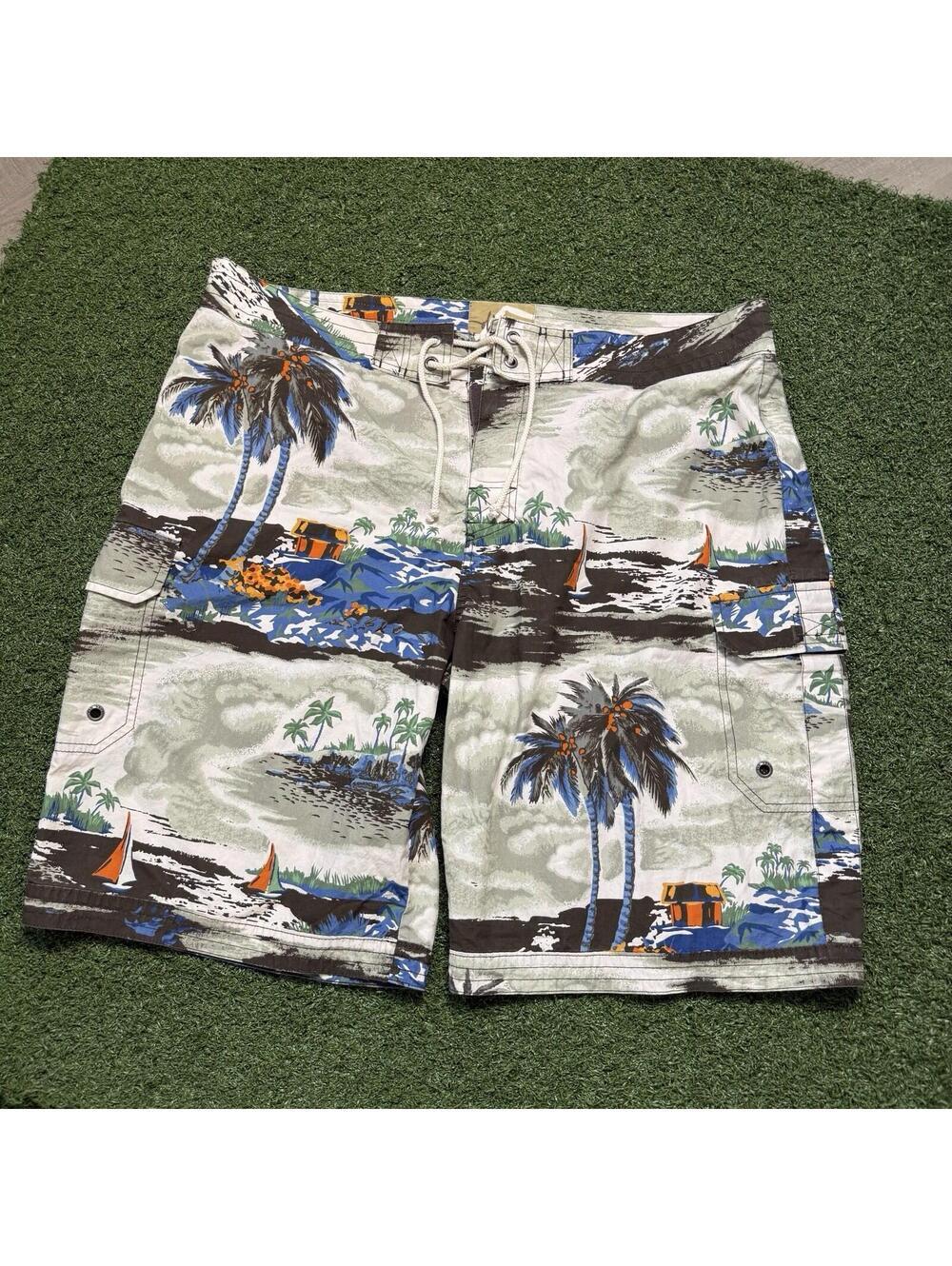 Y2K Old Navy Boardshorts Mens XL Palm Beach Swim Trunks 11' Mesh Lined Baggy VTG